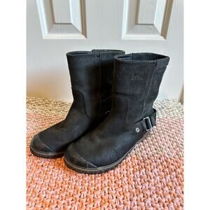 Sorrel Slim Shorty Waterproof Leather Suede Black Boots Size 7